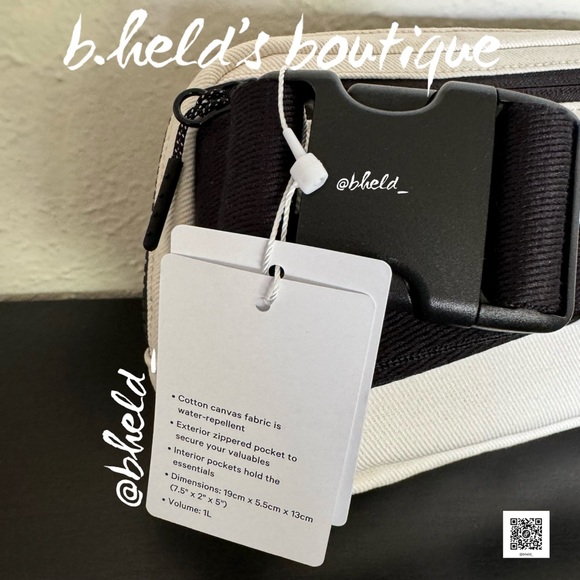 lululemon Everywhere Belt Bag *Canvas (Cotton) in Natural/Black OS 1L New NWT - Picture 4 of 15